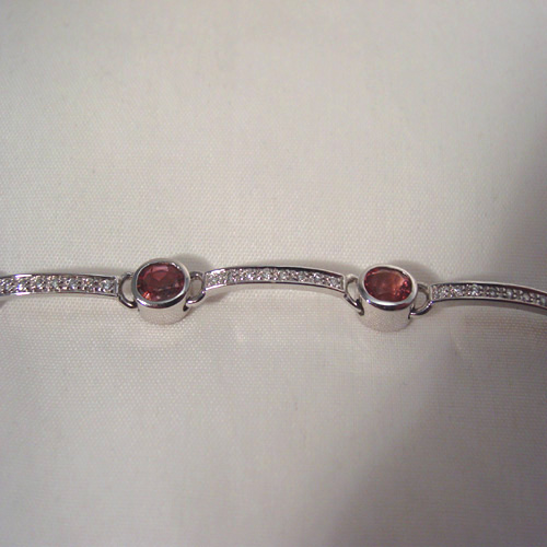 Armband met Briljant en Roze Tourmalijn